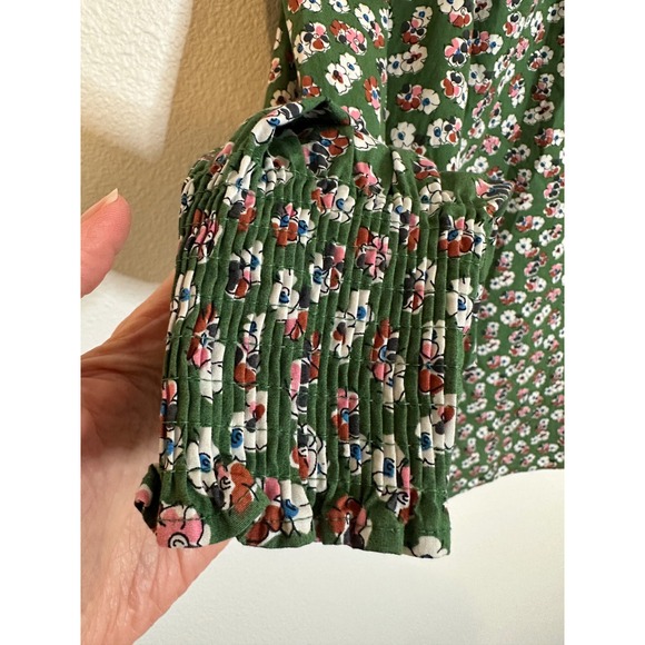 Boden Green Floral Tie-Neck Blouse - Picture 9 of 13
